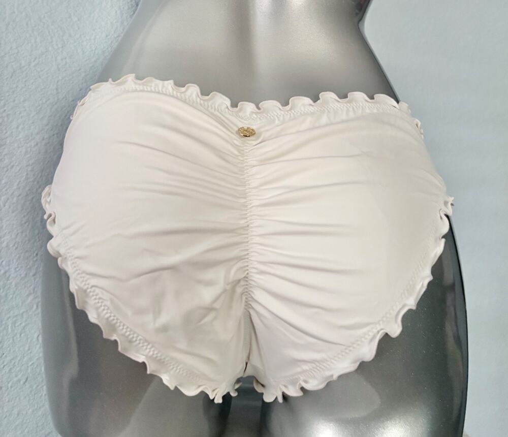 Victoria's Secret Nwt Coconut White Ruffled Ruffle Cheeky Swim Bikini Bottom